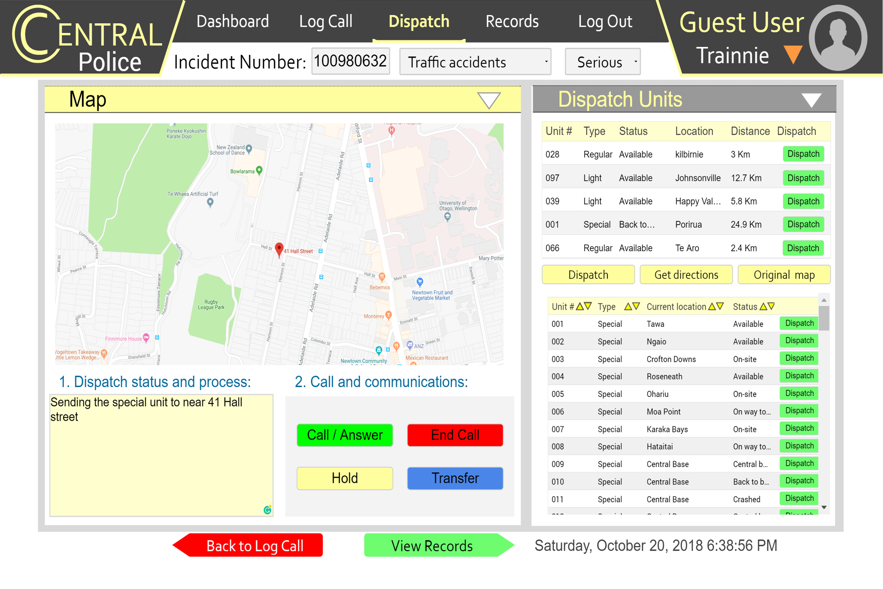 Central Police dashboard