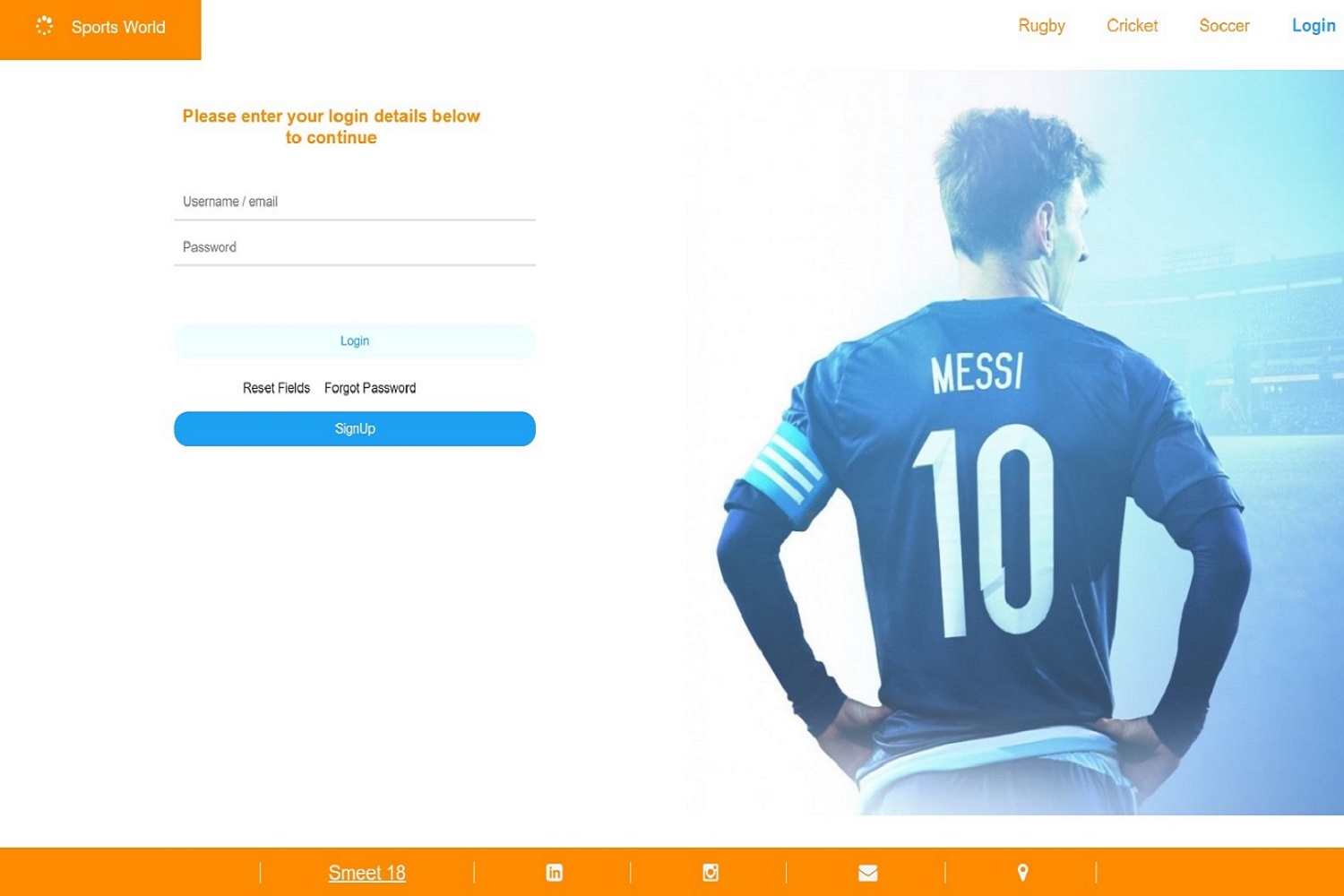 Sports World login page